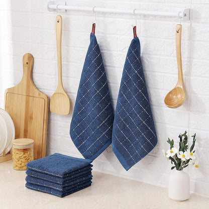 Homaxy 100% Cotton Terry Kitchen Dish Cloths, Ultra Soft and Absorbent Dish Towels for Kitchen, Suitable for Drying and Washing Dishes, 24 Pack, 12 x 12 Inches, Navy Blue