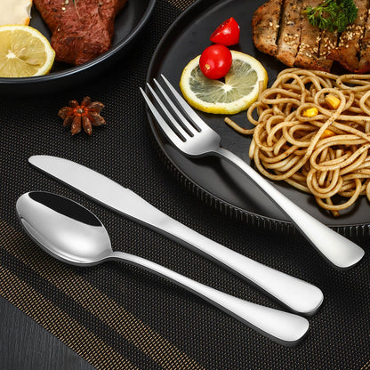 40-Piece Silverware Set, CXJY Stainless Steel Flatware Cutlery Set Service for 8, Utensils Include Knife Fork Spoon, Mirror Polished, Dishwasher Safe