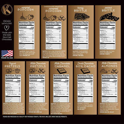 KREMERY Creamy Chocolate Cravings Mothers Day Treats, Chocolate Covered Pretzels, Nuts, Candy & Caramel Popcorn (Deluxe, 3.5 lbs) Sweet Treats in Seagrass Tray with Ribbon Kosher