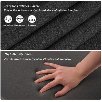 FlyGulls Chair Cushions for Dining Chairs 4 Pack Textured U-Shaped Kitchen Chair Cushions with Ties and Non-Slip Backing Indoor Chair Pads with Removable Cover (17"x17" Black)