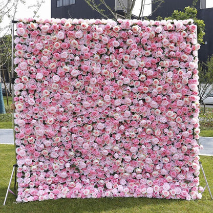 Handmade Deep Pink Flowers Rose Wall Large Artificial Flower Wall Backdrop Panels,Rose Wedding Backdrop 3D Floral Wall Fabric Flower Wall For Party Baby Shower Bridal Wedding ,1m*1m/3.28*3.28FT