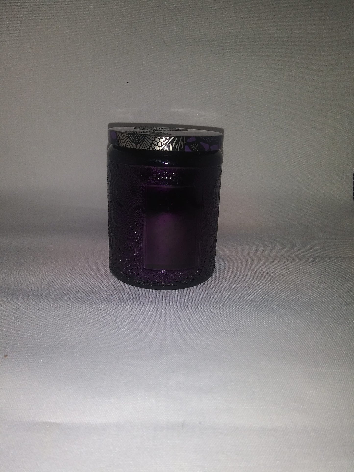 8.8oz Embossed Blinking Glass Candle with Mystery Crystal (Rose)