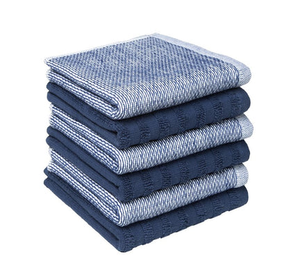 Premium Kitchen Towels (20”x 28”, 6 Pack) | Yarn Dyed Flat Woven Stripe Kitchen Towel Set| 238 GSM | Highly Absorbent with Hanging Loop | Blue