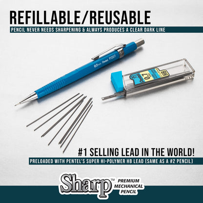 Pentel P209BP2K6 Sharp Mechanical Drafting Pencil, 0.9 mm, Yellow Barrel, 2/Pack