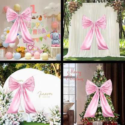 Giant Large Satin Ribbon Bow - 25x40 Inch Pink Bow for Wedding, Party & Home Decor