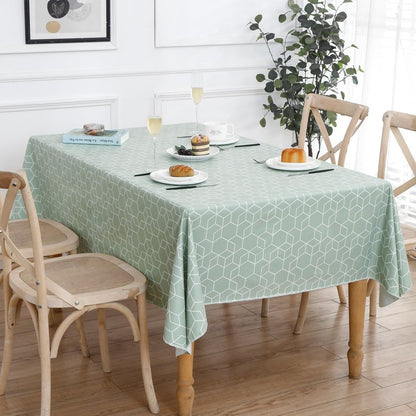 Heavy Duty Vinyl Tablecloth with Flannel Backing Waterproof Oil-Proof Plastic Table Cloth Stain-Resistant Wipeable Rectangle or Square Table Cover for Indoor and Outdoor (Green Grid,52x70 Inch)