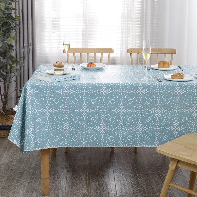 Walrus Heavy Duty Vinyl Tablecloth with Flannel Backing Waterproof Oil-Proof Plastic Table Cloth Stain-Resistant Wipeable Table Cover for Indoor and Outdoor (Perforated Floral,60x84 Inch)