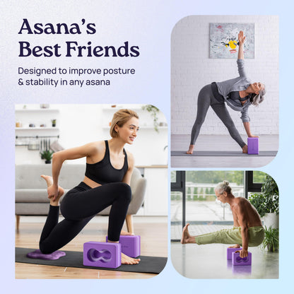 Deep-Zen® Yoga Blocks Wrist Support; Yoga Blocks 2 Pack with Knee Pads and Strap to Put Less Weight on Wrists; Durable, Versatile Yoga Brick Exercise Block Set, Blocks Yoga