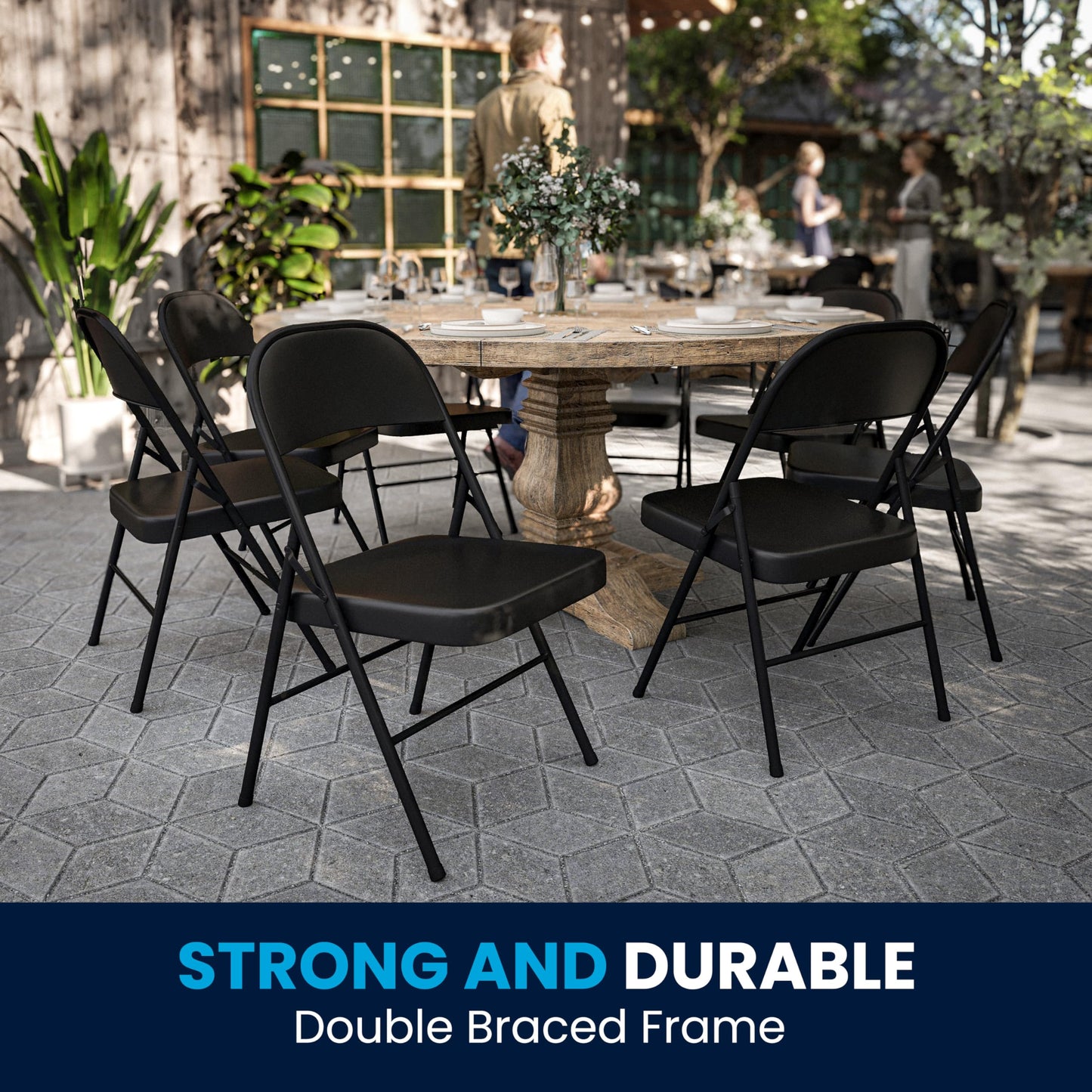 Flash Furniture HERCULES Series Double Braced Black Metal Folding Chair (Pack of 2)