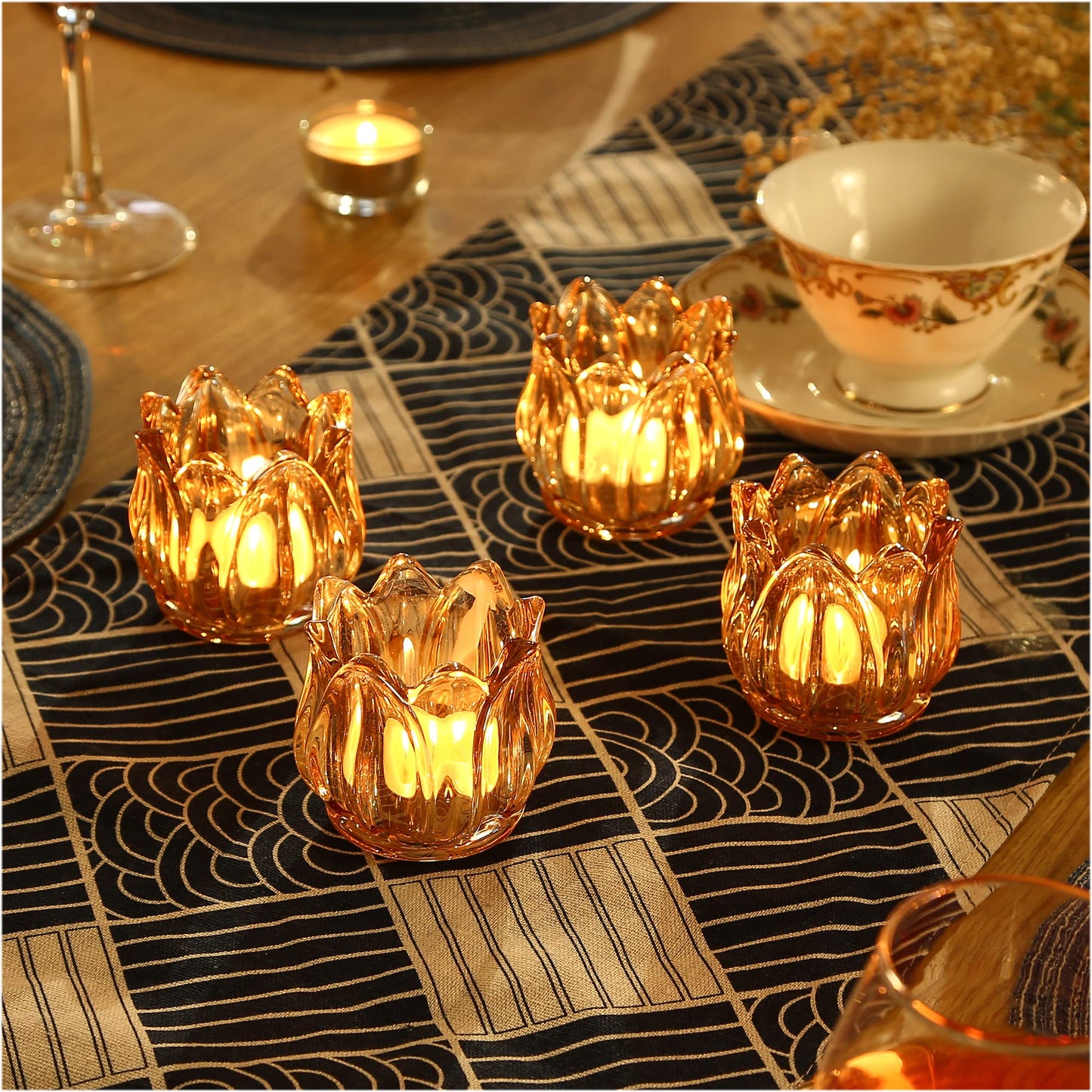 GOLDEAL 12Pcs Gold Votive Candle Holders, Thick Glass Tea Light Candle Holder Bulk, Tealight Candle Jars for Wedding Table Decor, Party Supplies, Bridal Shower Decorations, Centerpieces for Tables