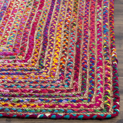 SAFAVIEH Area Rug 11x15 - Cape Cod Collection - Large - Red & Multi, Handmade Jute & Cotton, Woven Braided Design (CAP202A)
