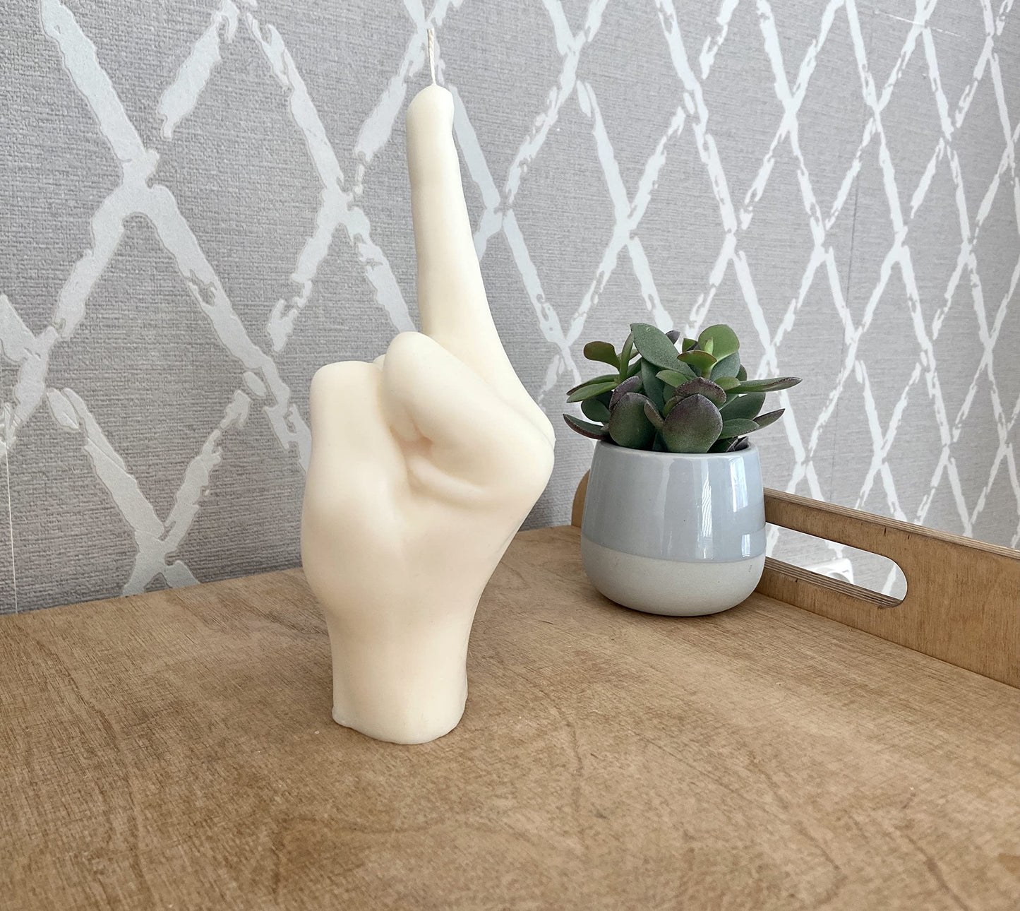 Big Fuck You Candle, Large Middle Finger Candle, Hand Gesture Candle, Homemade soy candle, Candle Gift, Funny candle, Scented candle (Beige, UNSCENTED)