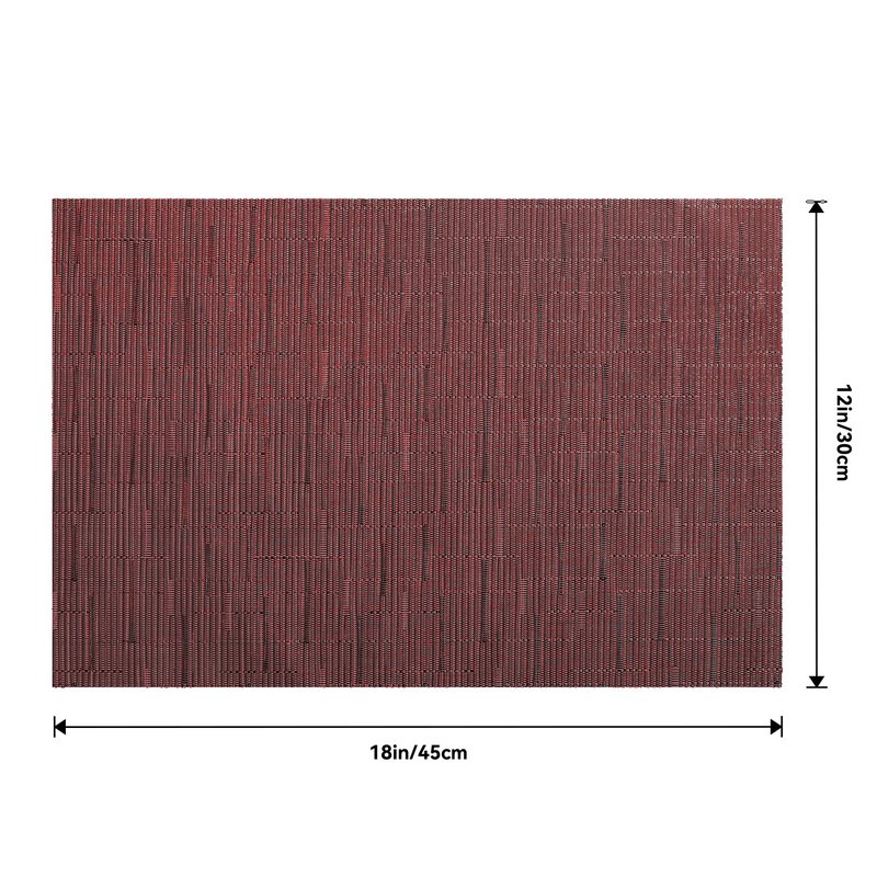 Leetaltree Burgundy Placemats Set of 4 - Heat Resistant Non-Slip Place mats for Dining Table, Washable Durable PVC Vinyl Woven Table Mats（Burgundy, 4）