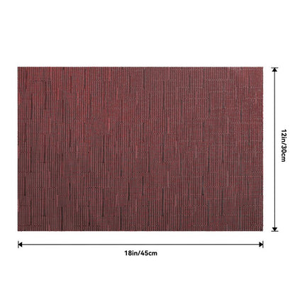 Leetaltree Burgundy Placemats Set of 12 - Heat Resistant Non-Slip Place mats for Dining Table, Washable Durable PVC Vinyl Woven Table Mats（Burgundy, 12）