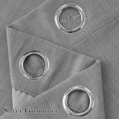 NICETOWN Light Grey Faux Linen Blackout Curtains - 63-Inch Grommet Top Privacy Panels for Modern Farmhouse Style | 2 Panels, W42 x L63