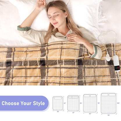 Electric Heated Blanket Queen Size 84''x90'' Soft Flannel & Sherpa Electric Blanket with 10 Heating Levels, Automatically Shut Down After 8h with Overheat Protection Machine Washable
