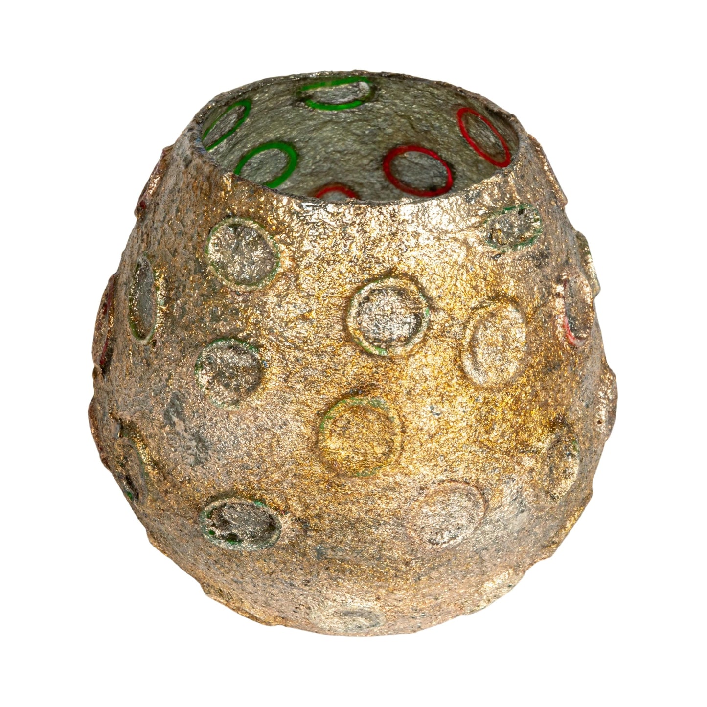 Creative Co-Op Dots Glass Tea Light Votive Holder, Brass