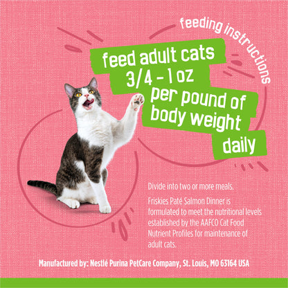 Purina Friskies Wet Cat Food Pate, Pate Salmon Dinner - (Pack of 24) 5.5 oz. Cans