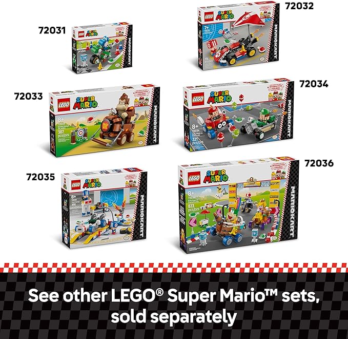 LEGO Super Mario: Mario Kart Toad's Garage - Nintendo Toy Building Set for Kids Boys &amp Girls Ages 8+ - Collectible Mario Kart Toy for Fans with 2 Blue Toad Figures - Gift Idea for Birthdays - 72