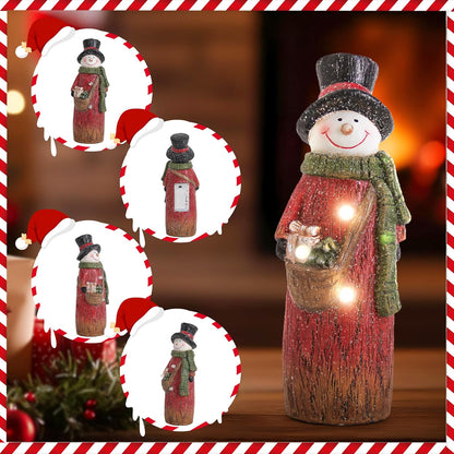 Smadeer Christmas Snowman Decoration - LED Light-Up Resin Figurine | 9.8 Inch Holiday Table Decor