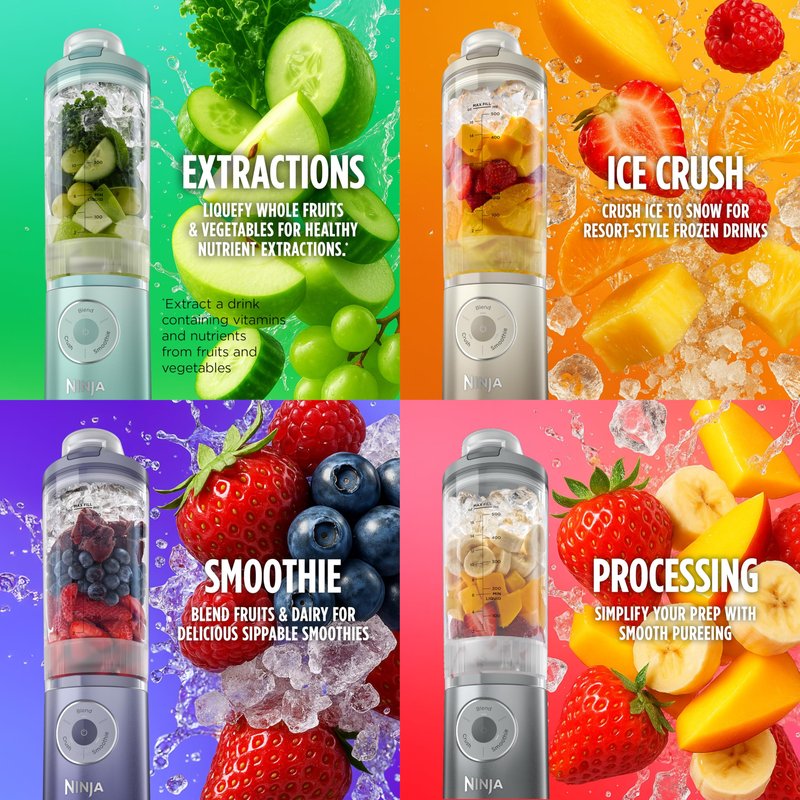 Ninja Blast Max, Portable Blender + Twist & Go, Personal Smoothie, Blend, Ice Crush, 3 Programs, Cordless, 22 oz removable Vessel, Dishwasher Safe, Leakproof, Navy, BC251NV