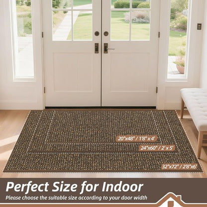 BEQHAUSE Dirt Trapper Door Mat - Non-Slip, Washable, Dirt Resistant | 24" x 60", Brown Entryway Mat