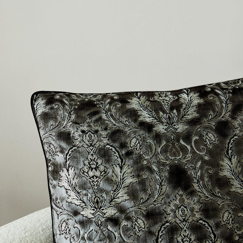 Damask Throw Pillow Covers Cases Soft Cut Velvet Design Pillow Cover Elegant Luxurious Gray Decorative Cushion Covers for Living Room Couch Bed Sofa Chair Home Decor Decorations 24x24inch 1piece