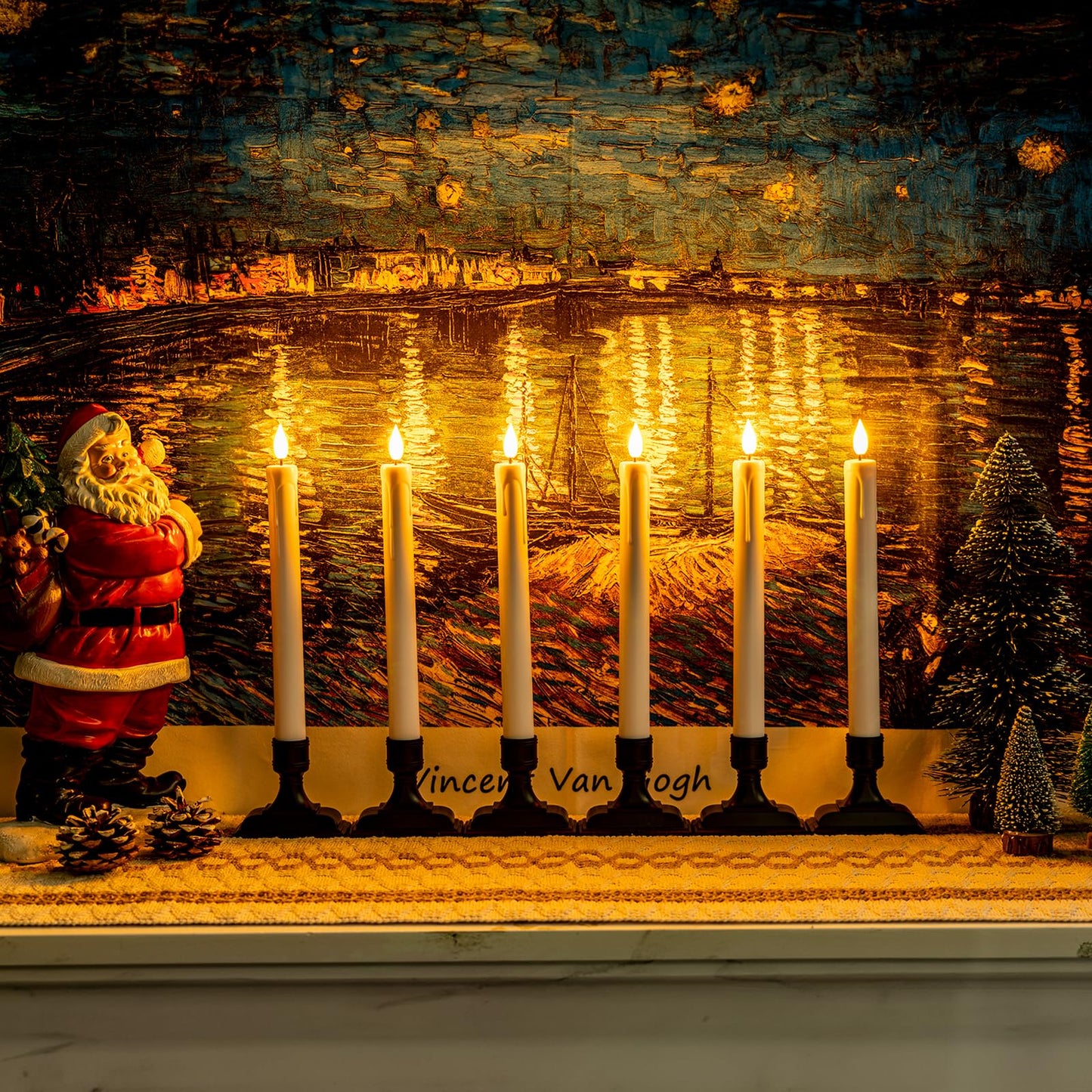 Homemory 6 Pcs Window Candles with Remote Timer Dimmer, Battery Operated Candlesticks with Holders and Suctions, White LED Christmas Candle for Window Xmas Holiday Decor