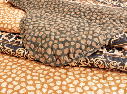 Masterplay 3-Piece Fine Animal Print Oversize (118" X 95") Quilt Set, Bedspread Coverlet (Caifornia) Cal King Size Bed Cover (Leopard Tiger Brown Black Stripe)