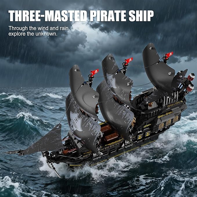 Pirate Ship Building Sets with LightsMOC Black Pearl Ships Building Blocks for AdultsPirate Boat Building ToysCollectible for Home DecorValentine Day Birthday Gift for Boys 8-14(2288Pcs)