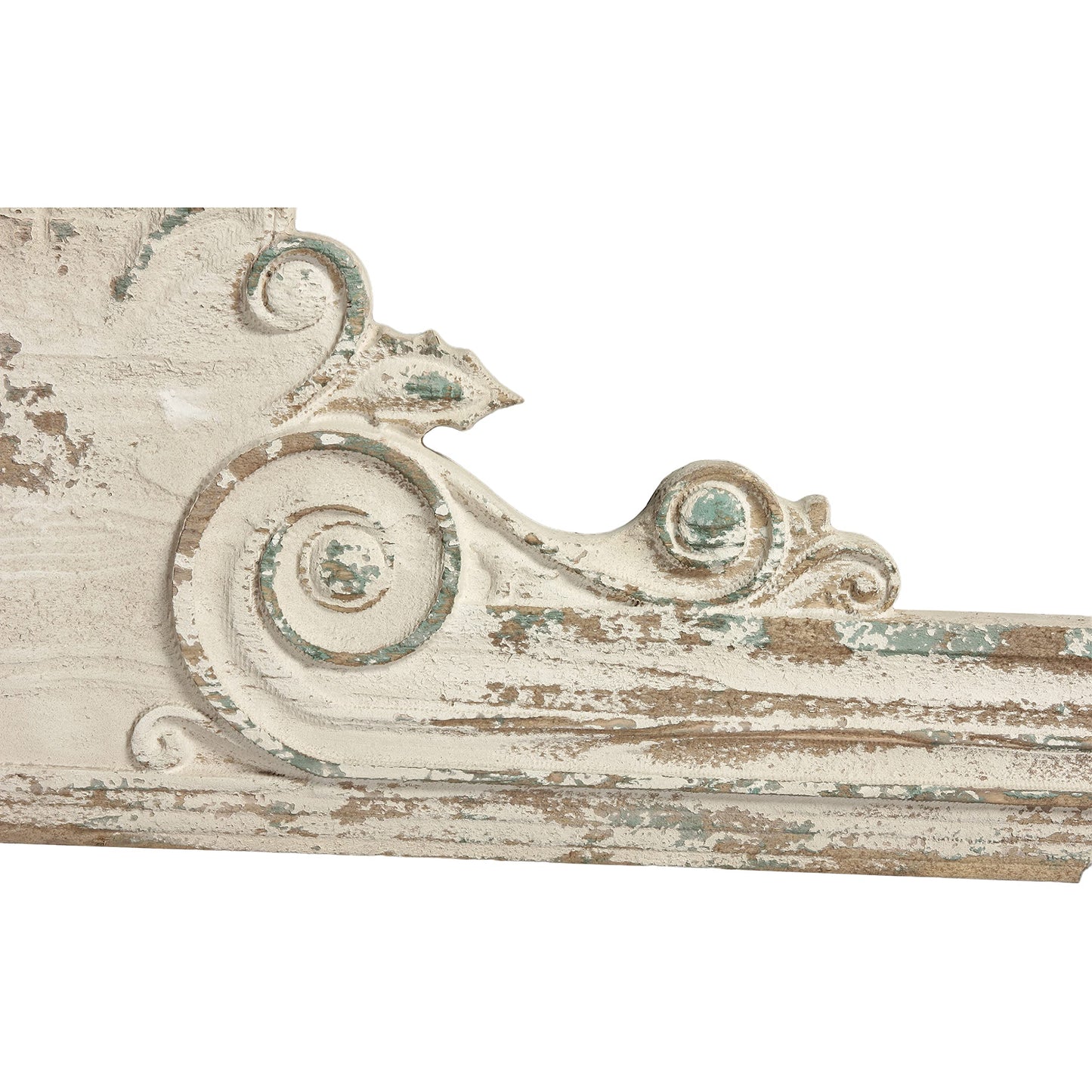 SOFE 33" Distressed White Finish Wooden Scroll Over The Door Decor, Large Decorative Wall Sculpture, Carved Wood Wall Art Hanging Window, Unique Wall Decor for Farmhouse Living Room Kitchen