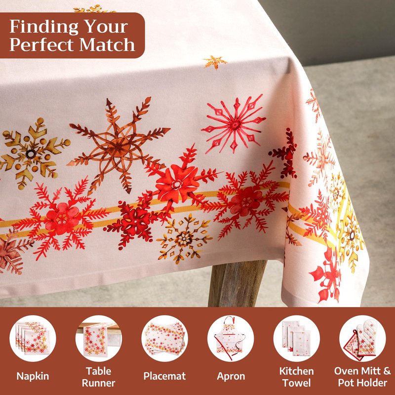 Maison d' Hermine Table Cloth Rectangle Table 100% Cotton 54 x 72 Inches Fall Tablecloth Reusable Everyday Use for Thanksgiving Christmas Decorations Dining Farmhouse Party (Crystal Star)