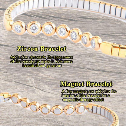 KYOSI Magnetic Bracelet for Women Energy Balance Stainless Steel Bracelet Magnet jewelry Stretches Elastic Small Bracelet Mothers Gifts (Silver+Gold)