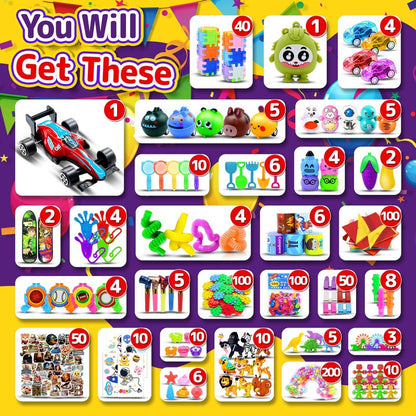 1000 PCS Party Favors for Kids, Bulk Fidget Toys,Goodie Bags Stuffers, Treasure Box Toy for Classroom Prizes, Birthday Gifts, Stocking Pinata Filler Stuffers