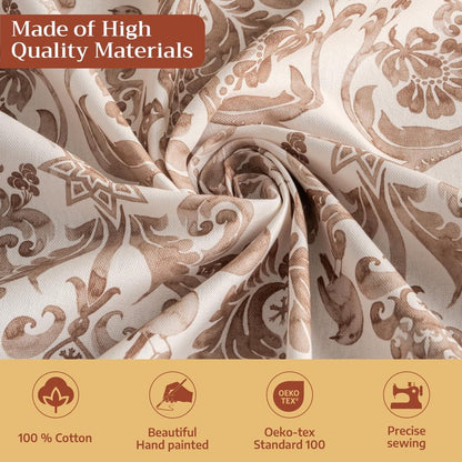 Maison d' Hermine Table Cloth Square Table 100% Cotton 60 x 60 Inches Fall Tablecloth Reusable Everyday Use for Thanksgiving Christmas Decorations Dining Farmhouse Party (Allure)