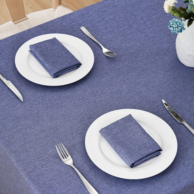 Veblandy Rectangle Tablecloth Linen Textured Waterproof & Stain Resistant Table Cloth Wrinkle Free Decorative Fabric Farmhouse Table Cover for Dining/Party/Buffet/Wedding, 60 x 84 Inch, Demin Blue