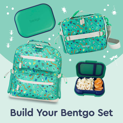 Bentgo Chill Kids Leak-Proof Lunch Box - 4-Compartment Bento Box with Built-In Ice Pack, 3.3 Cup Capacity, PFAS & BPA-Free, Microwave & Dishwasher Safe, Ideal Size for Ages 3 to 7 (Green/Navy)