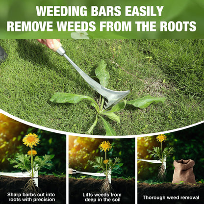 WORKPRO Crack Weeder, 13.5" Stainless Steel Crevice Weeding Tool with Wooden Handle, L-Shaped Side-Walk Weed Puller Spatula, for Garden Lawn Yard Patio Terrace Paving Garden Tool