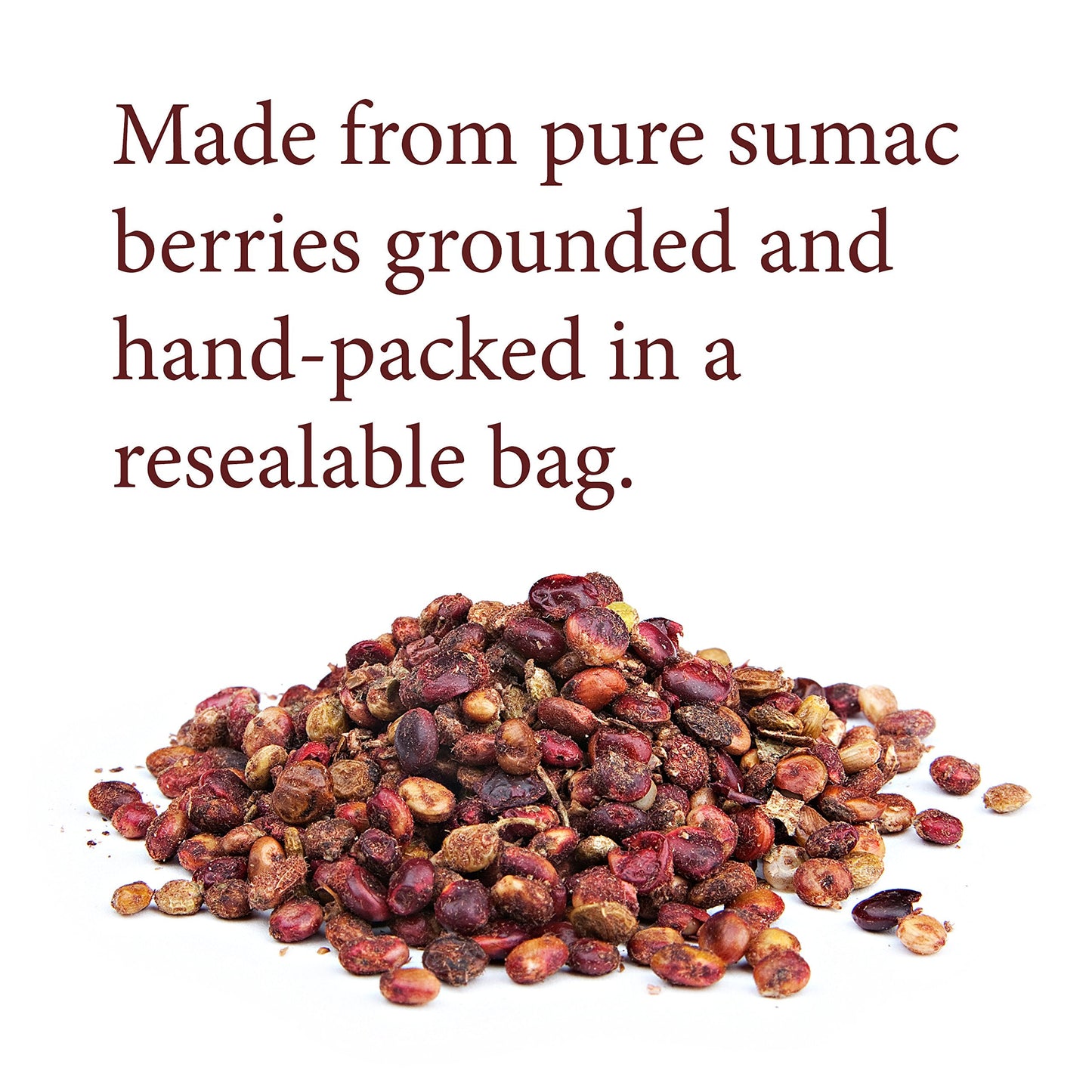 The Spice Way - Pure 100% Sumac, No Salt, no GMO, no Irradiation, Spice Seasoning Powder 2 oz (resealable bag) (Sumak)