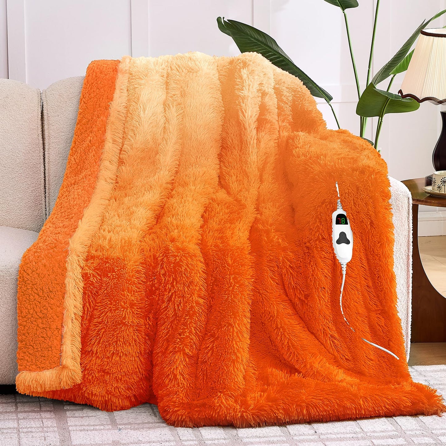 Heated Electric Blanket Throw,Warm Winter Birthday Gifts for Women Her Grandma-Faux Fur with Soft Sherpa,10 Heat Settings,5 Time Settings with Fast Heating, 50x60, Rainbow
