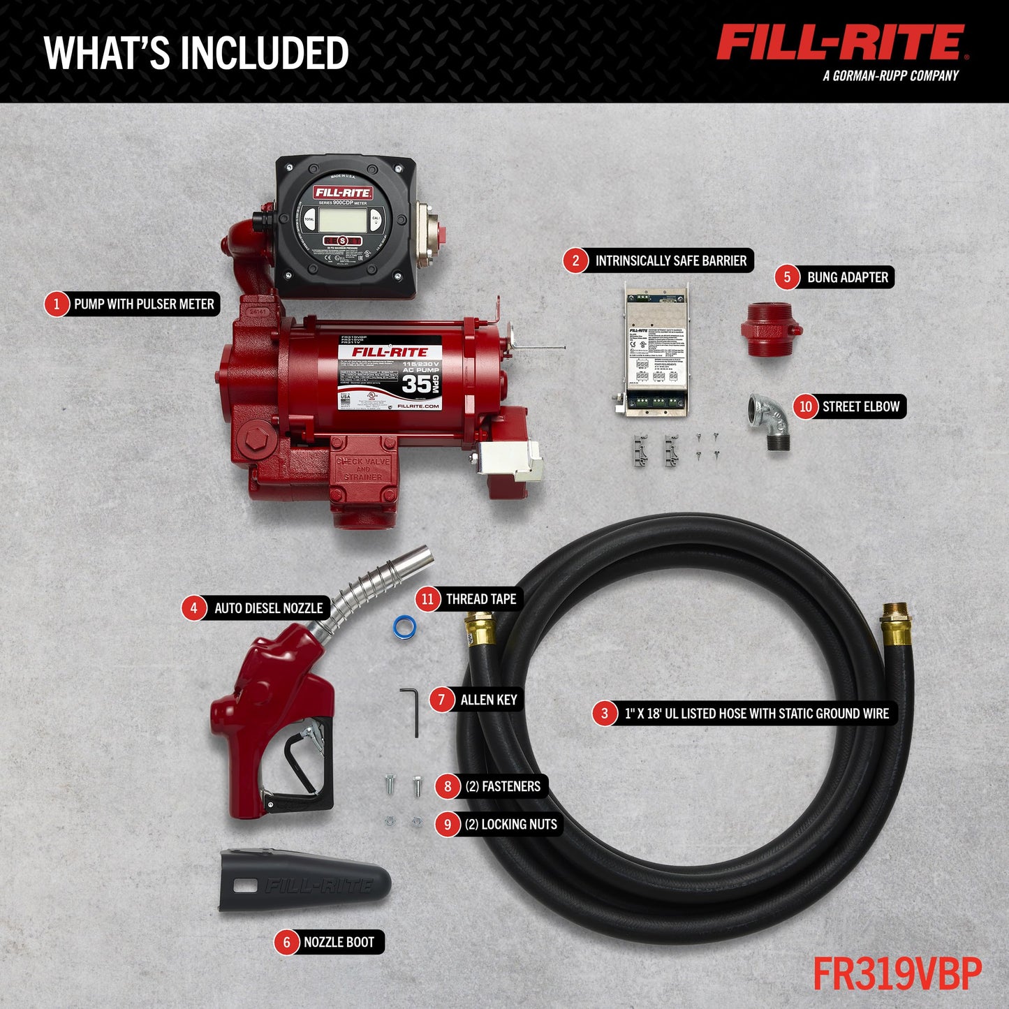 Fill-Rite FR319VBP 115V/230V 35 GPM Fuel Transfer Pump w/Digital Meter Package (Pulser Included)