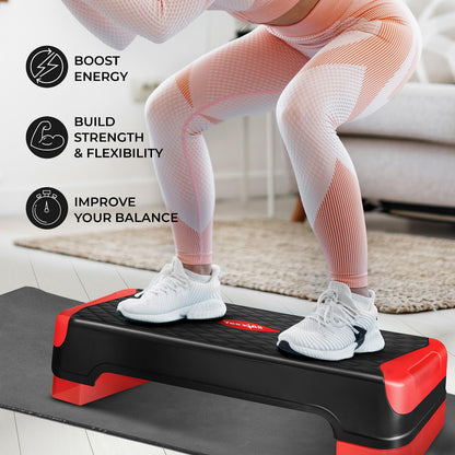 Yes4All 2-in-1 Adjustable Aerobic Step Platform Fitness Exercise Stepper with Rocker Balance Board Legs for Home Workout, Step Exercise & Balance Training
