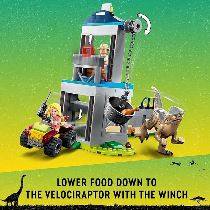 LEGO Jurassic Park Velociraptor Escape 76957 Learn to Build Dinosaur Toy for Boys and Girls Gift for Kids Aged 4 and Up Featuring a Buildable Dinosaur Pen Off-Roader Vehicle and 2 Minifigures