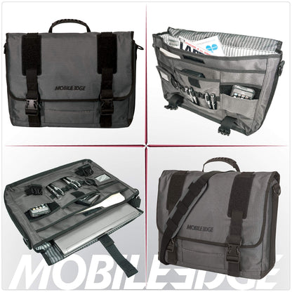 Mobile Edge ECO Laptop Messenger Bag for Men and Women, Fits Up To 17.3 Inch Laptops, Travel Work Computer Bag, Cotton Canvas, Padded Pockets, Black