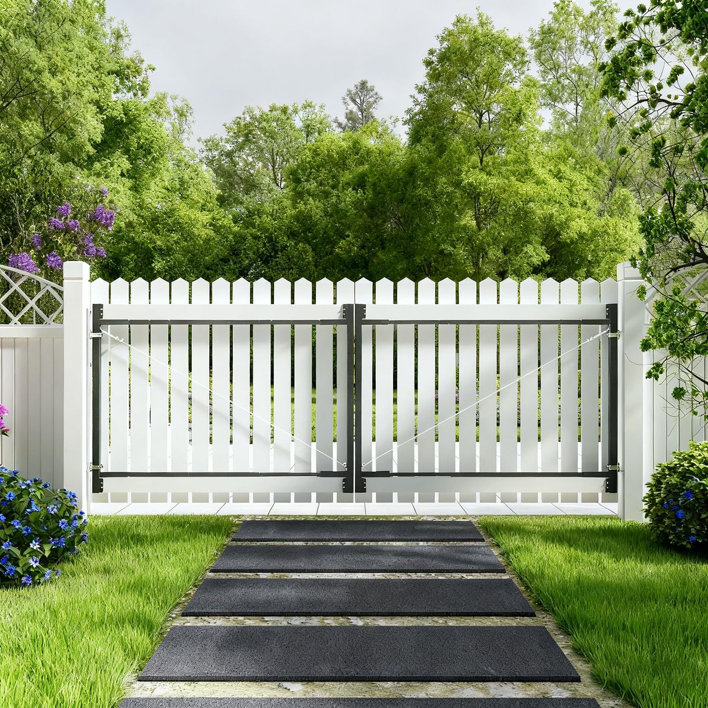 DIYHD Adjustable Full Frame Double Anti-Sag Gate Kit for 2x4 Lumber, Heavy Duty Powder-Coated Steel Hardware, Fits 33"-62" Wide, 4FT-5FT High Fence Gates for Garden, Driveway, Yard, Pool, 2 Pack