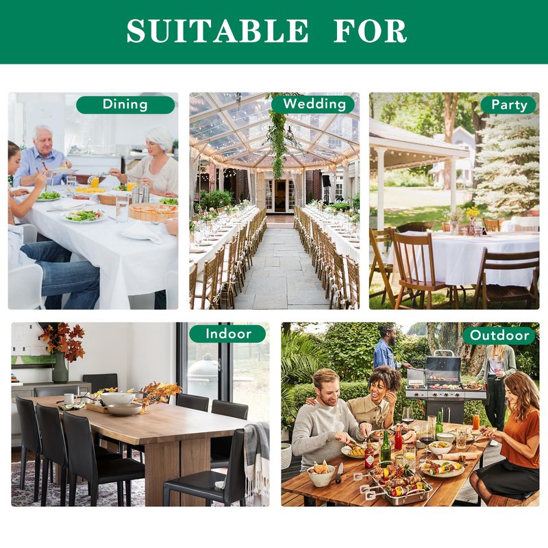 Biscaynebay Textured Fabric Square Tablecloths 60x60 Inches, White Water Resistant Table Cloth Small Card Folding Table Covers Linen for Dining, Kitchen, Wedding and Parties etc. Machine Washable