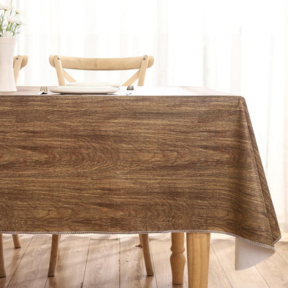 Walrus Heavy Duty Vinyl Tablecloth with Flannel Backing Waterproof Oil-Proof Plastic Table Cloth Stain-Resistant Wipeable Rectangle or Square Table Cover for Indoor and Outdoor (Wood, 60X84 Inch)