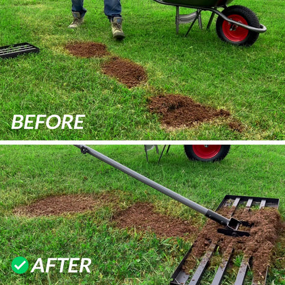 Walensee Lawn Leveling Rake, Levelawn Tool, Heavy Duty Effort Saving Lawn Level Tool, Steel Handle Lawn Leveler for Yard Garden Golf Course , Ease Level Soil Sand Dirt Surfaces, 7FT 45"x10"