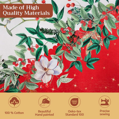 Maison d' Hermine Table Cloth Rectangle Table 100% Cotton 70 x 90 Inches Fall Tablecloth Reusable Everyday Use for Thanksgiving Christmas Decorations Dining Farmhouse Party (Noel)