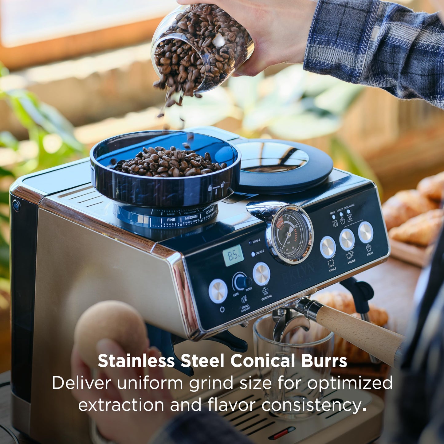 Brooklyn Steel Co. Talos Semi-Automatic Grind & Brew Espresso Machine - Indigo Reverie